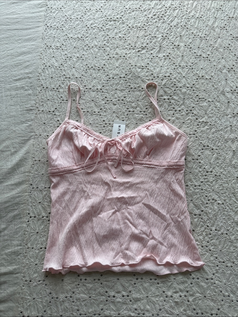 Rare Brandy Melville Pink Ribbed Spaghetti Strap Cami